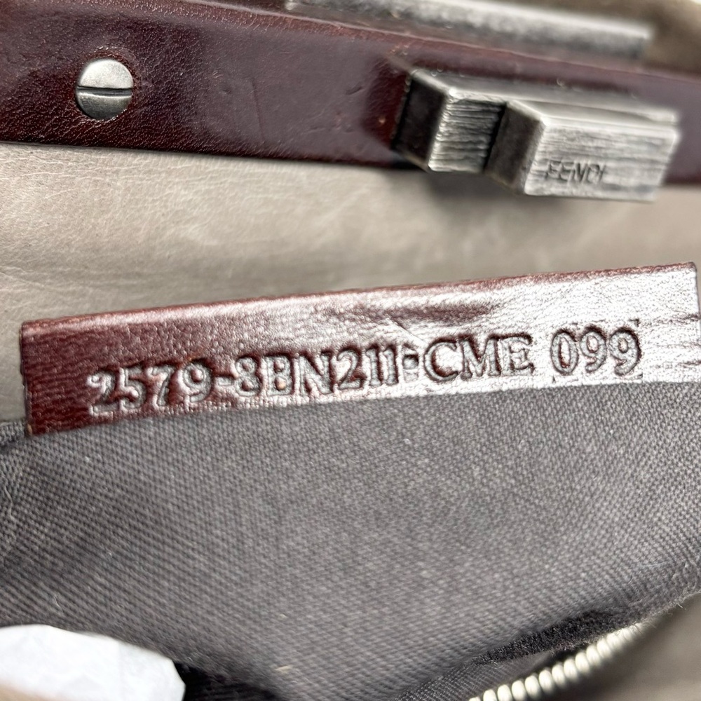 Fendi Peekaboo Top Handle Bag Dove Grey Suede Medium Silver Hardware - Picture 15 of 16